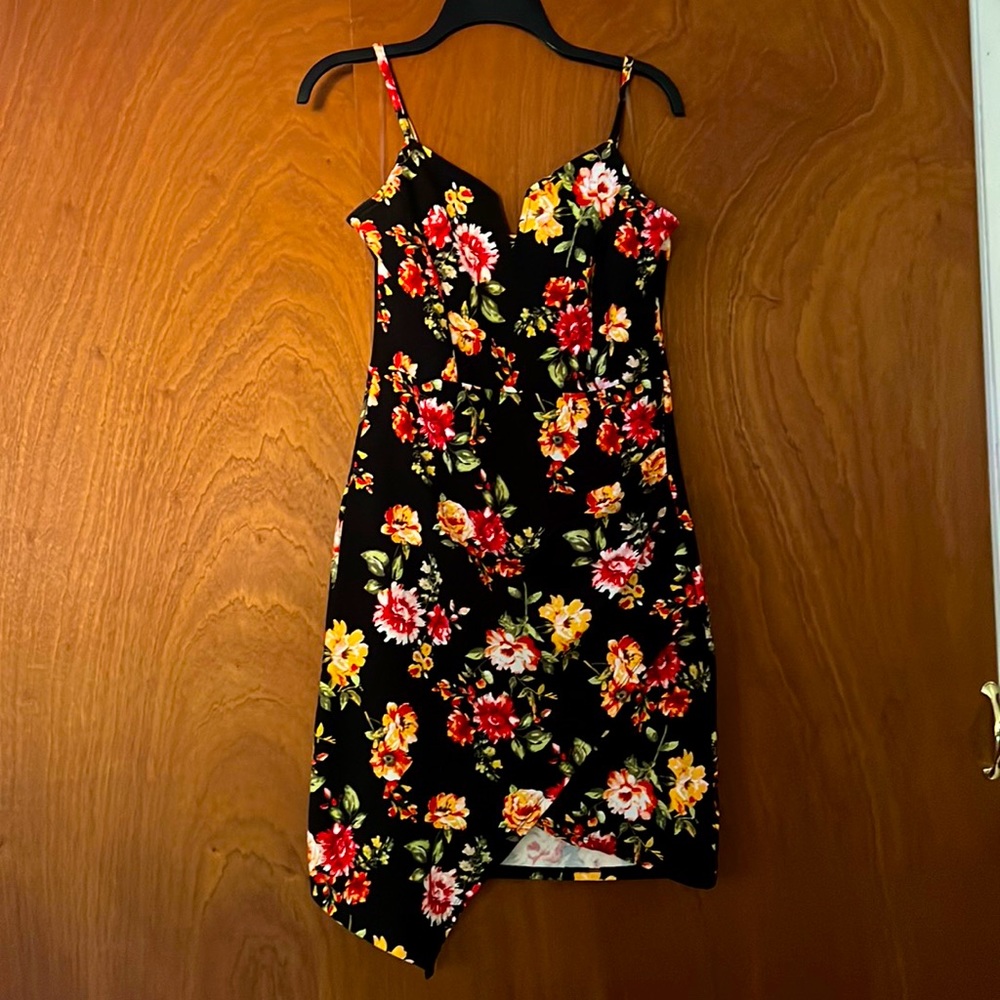 Flowered body con dress